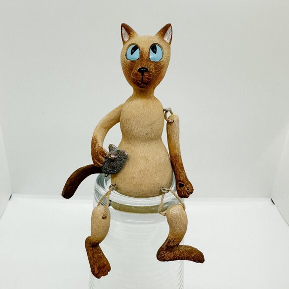 Vintage 2004 Siamese Cat Shelf Sitter Anthropomorphic Doll Resin Weirdo Silly - Picture 1 of 6